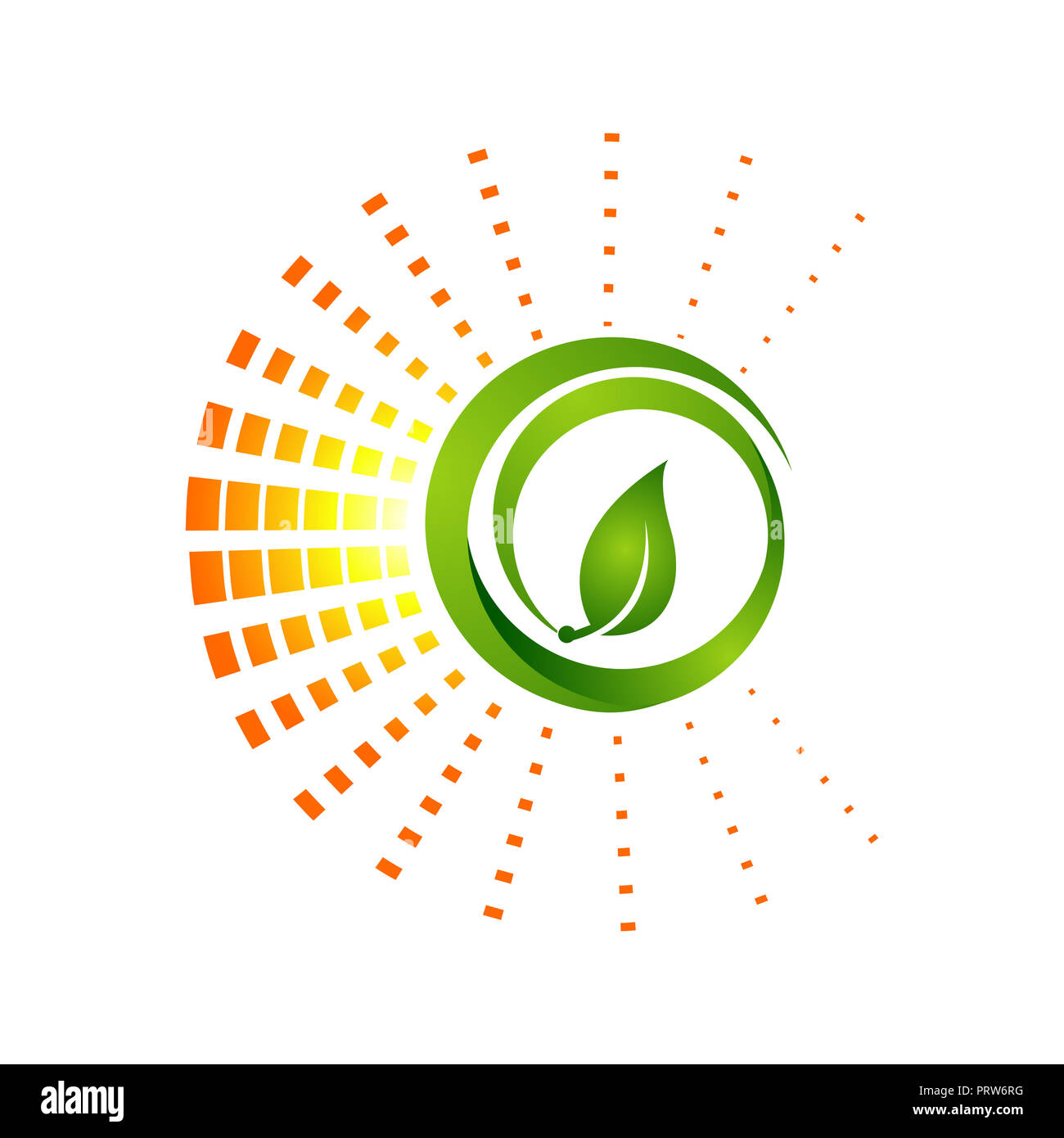 Cercle vert nature Logo feuille Modèle avec décoration lumière pixel Banque D'Images