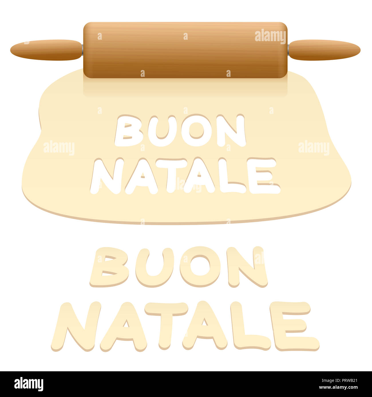 Joyeux Noël cookies coupé à partir de pâte feuilletée disant Buon Natale en langue italienne. Banque D'Images