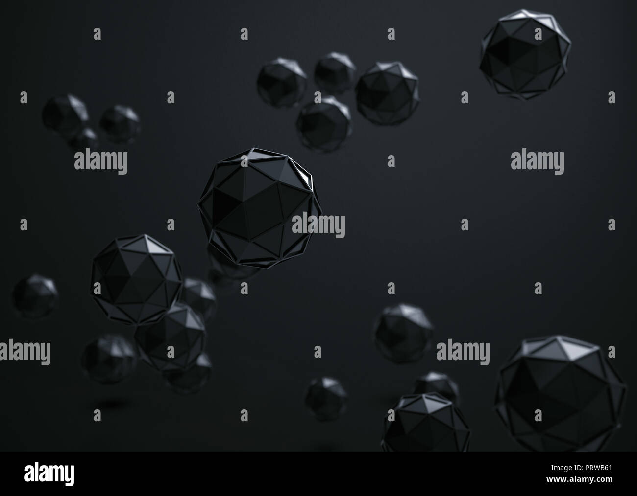 Le rendu 3D de formes géométriques abstraites , icosaèdre clé faible mise au point sélectionné et contexte . Banque D'Images