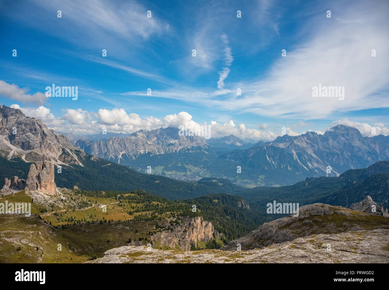 Paysage de montagne d'été vue de Cortina d Ampesso, dolomite, Alpes, Italie Banque D'Images