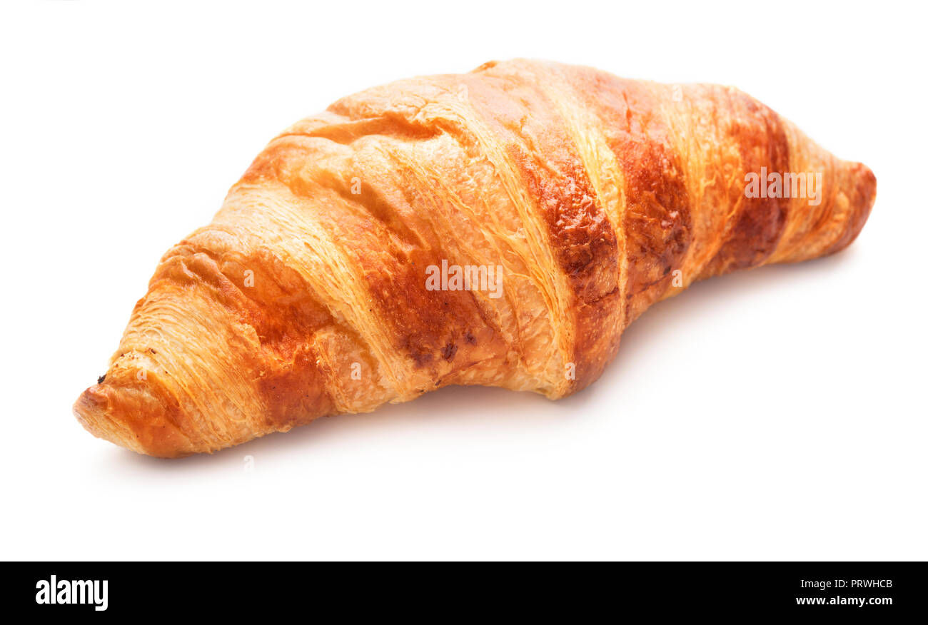 Seul un croissant français isolé sur fond blanc Banque D'Images