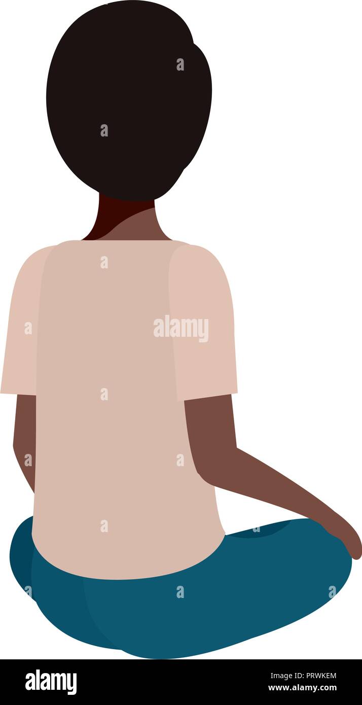 Adolescent garçon noir assis sur son caractère de retour Illustration de Vecteur
