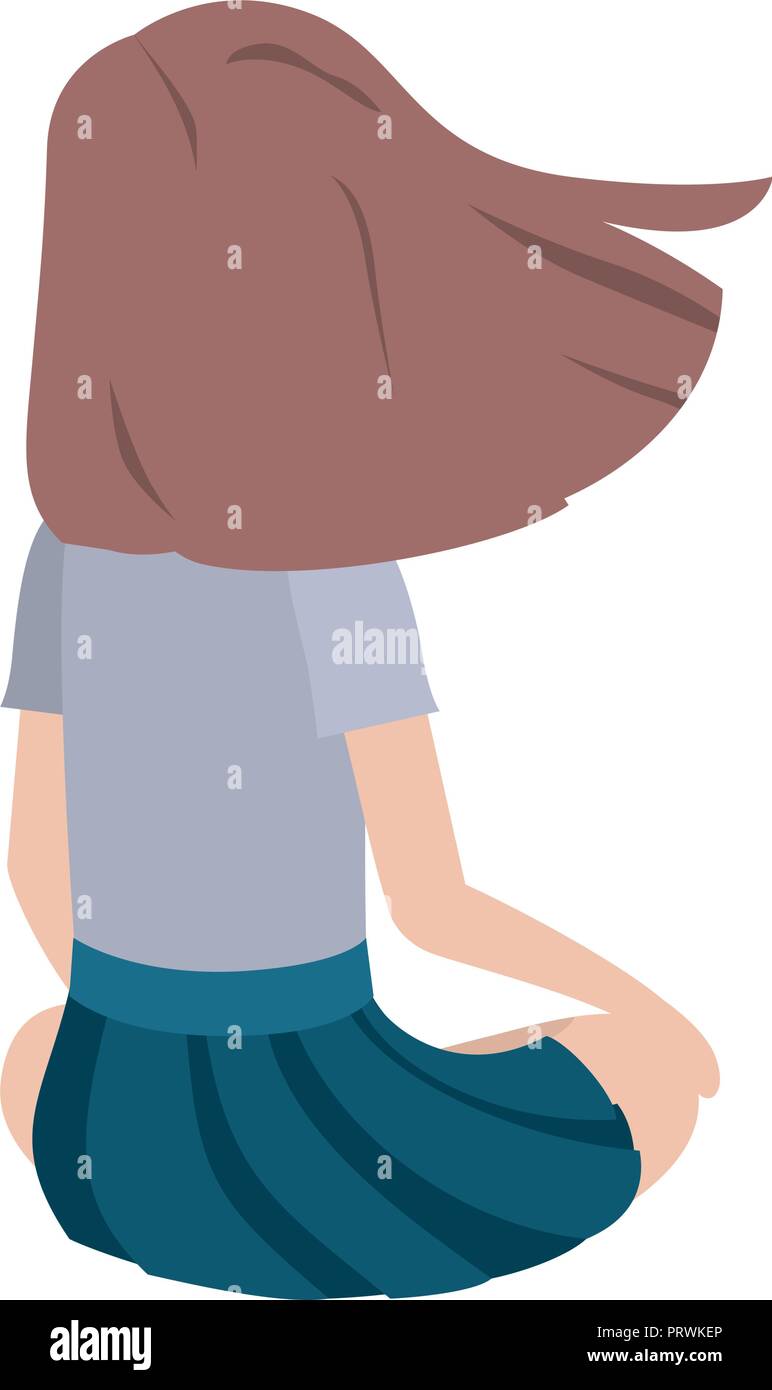 Adolescent fille assise sur le dos caractère avatar Illustration de Vecteur