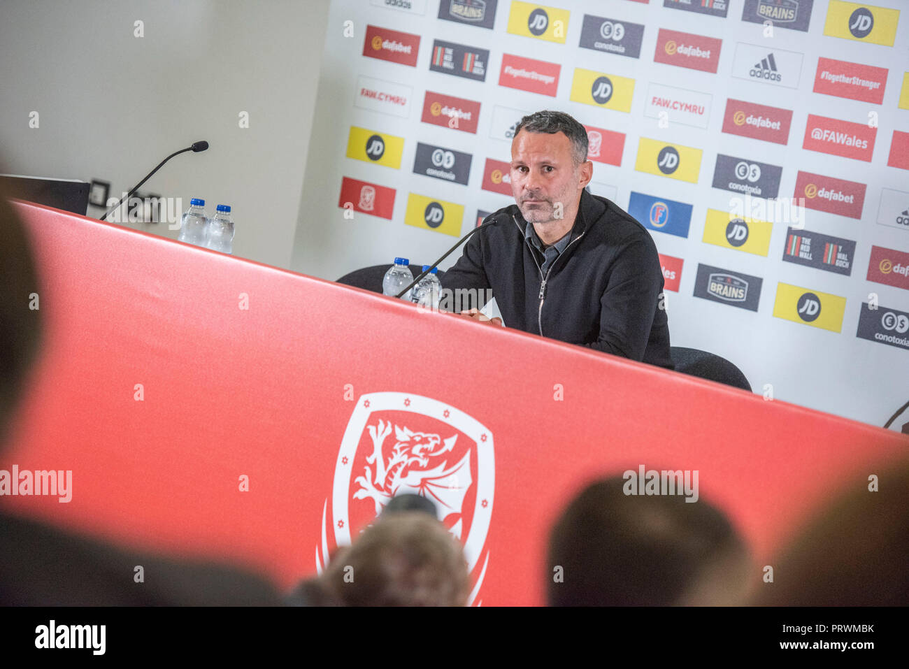 Cardiff - Pays de Galles - UK - 4 octobre 2018 : Pays de Galles Football Manager Ryan Giggs lors d'une conférence de presse au St Fagans Musée National d'histoire près de Cardiff aujourd'hui. Il a annoncé son équipe pour faire face à l'Espagne et de la République d'Irlande dans la prochaine d'internationaux. Credit : Phil Rees/Alamy Live News Banque D'Images