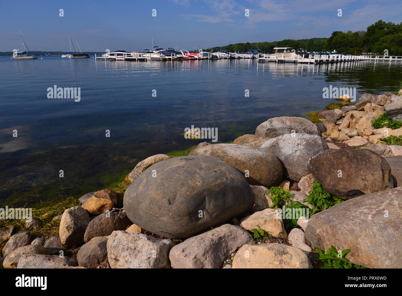 Lake Geneva, Wisconsin Rivage de faible perspective. Banque D'Images