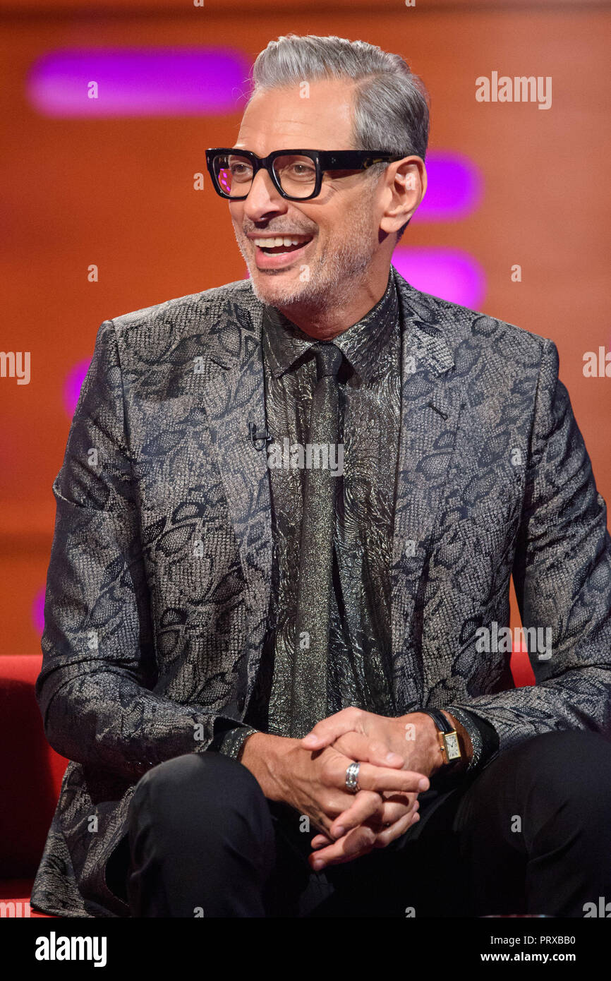 Jeff Goldblum pendant le tournage de The Graham Norton Show à BBC Television Centre 6 Studioworks, Wood Lane, Londres, pour être diffusé sur BBC One le vendredi soir. Banque D'Images