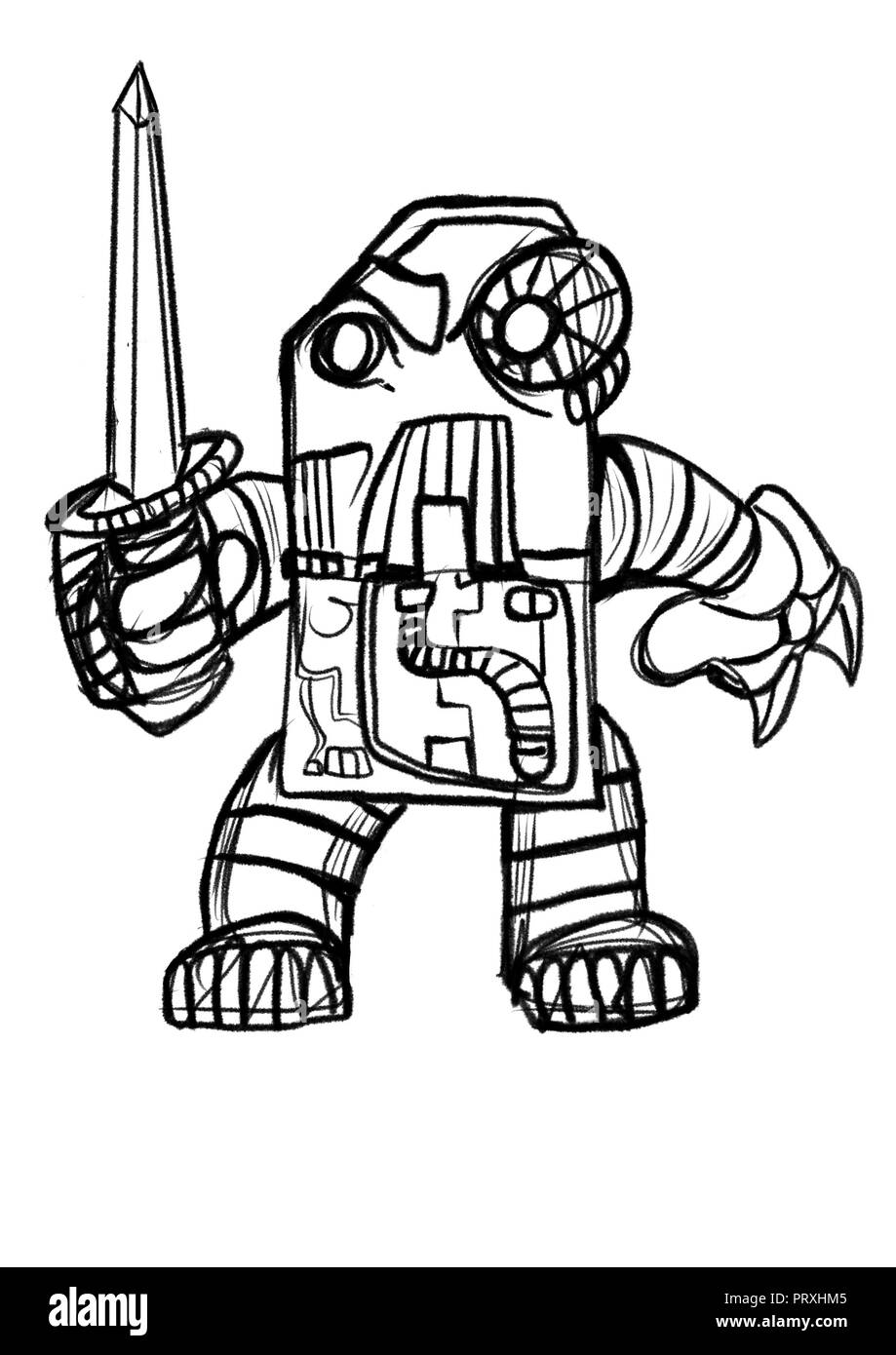 Style retro illustration robot Banque D'Images