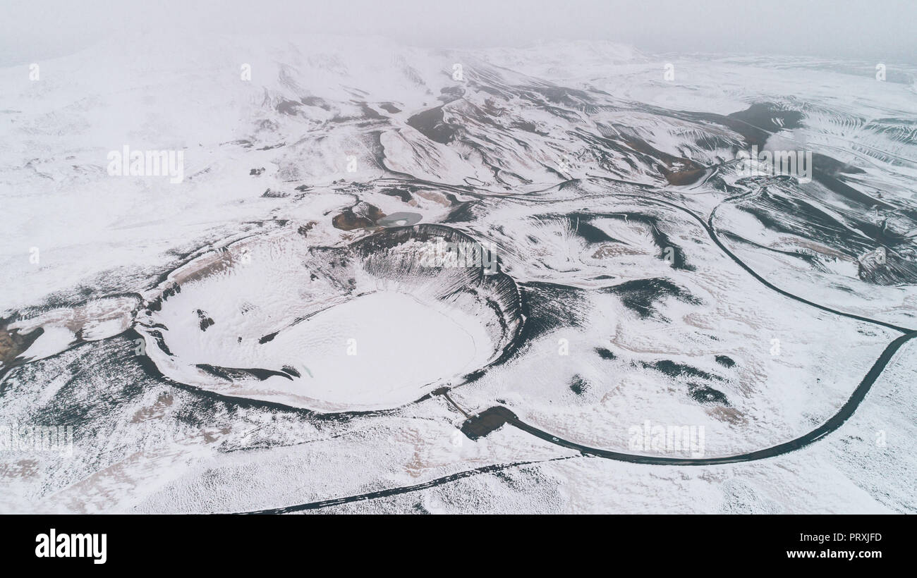 Panoramas islandais, vue aérienne sur les terres Banque D'Images