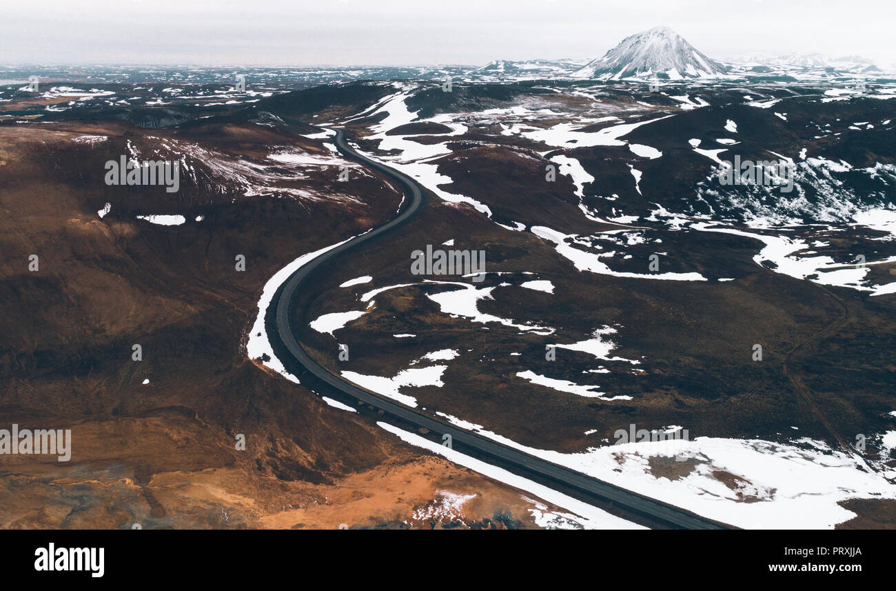 Panoramas islandais, vue aérienne sur les terres Banque D'Images