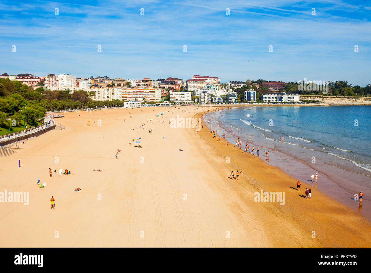 Santander city beach vue panoramique aérienne. Santander est la capitale de la région de Cantabrie en Espagne Banque D'Images