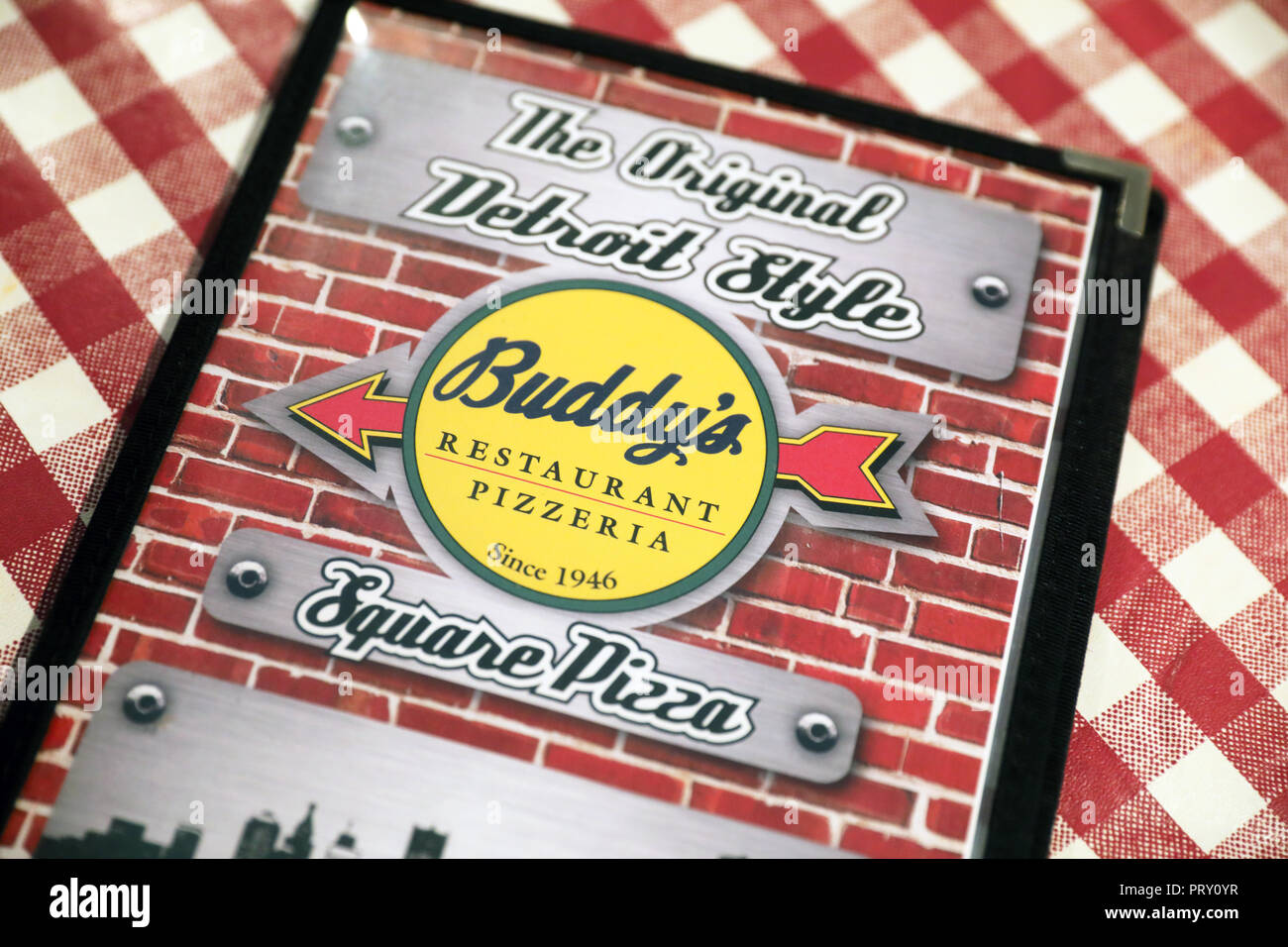 Buddy's restaurant sur Conant Street dans le centre-ville de Detroit, qui dessert la place originale, emblématique des pizzas depuis 1946, dans le Michigan, USA Banque D'Images