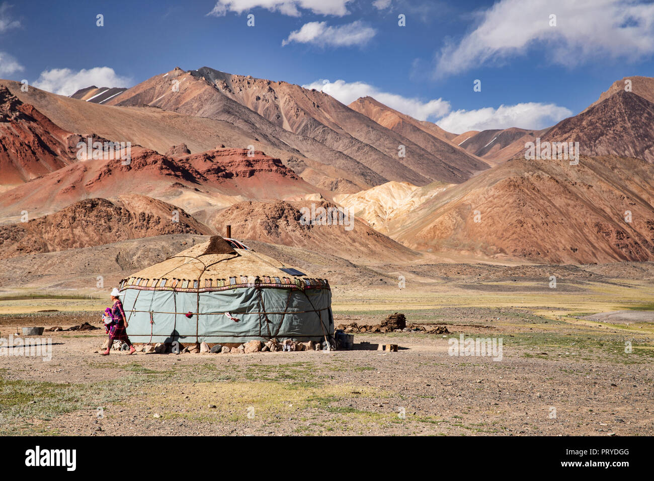 Les images prises de vie nomade kirghize dans la vallée de l'Pshart à distance de la région autonome du Haut-Badakhchan,, au Tadjikistan. Banque D'Images