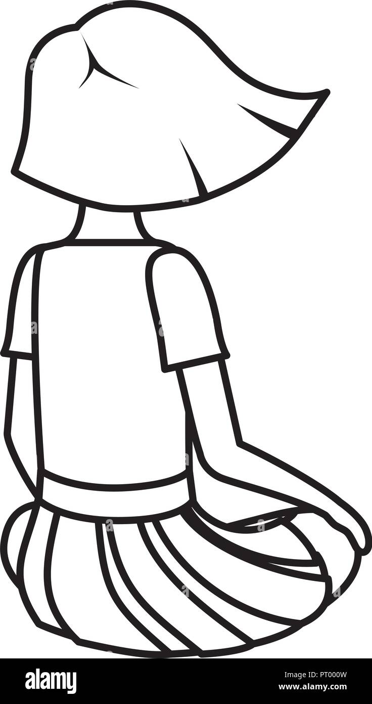Adolescent fille assise sur le dos caractère avatar Illustration de Vecteur