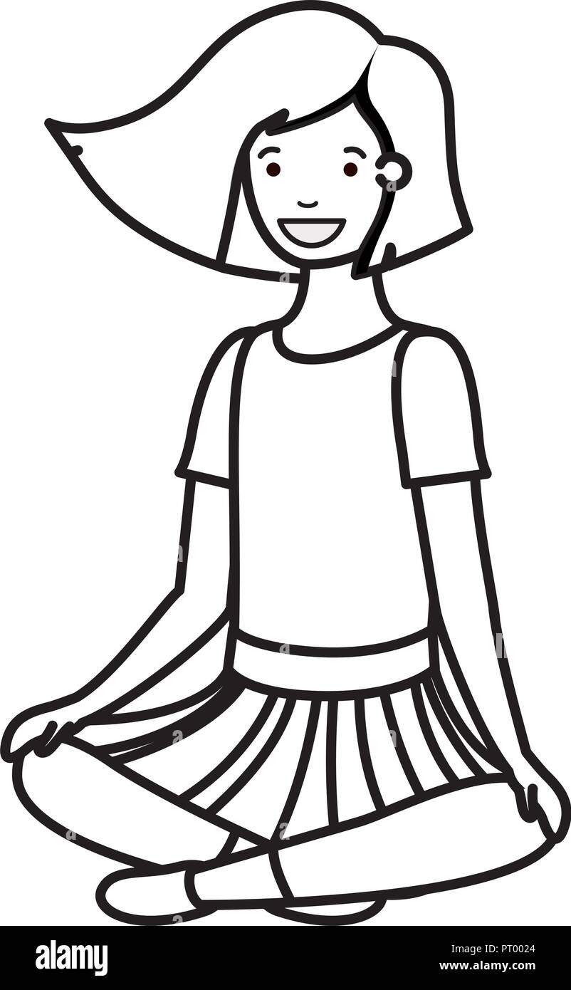 Adolescent girl sitting caractère avatar Illustration de Vecteur