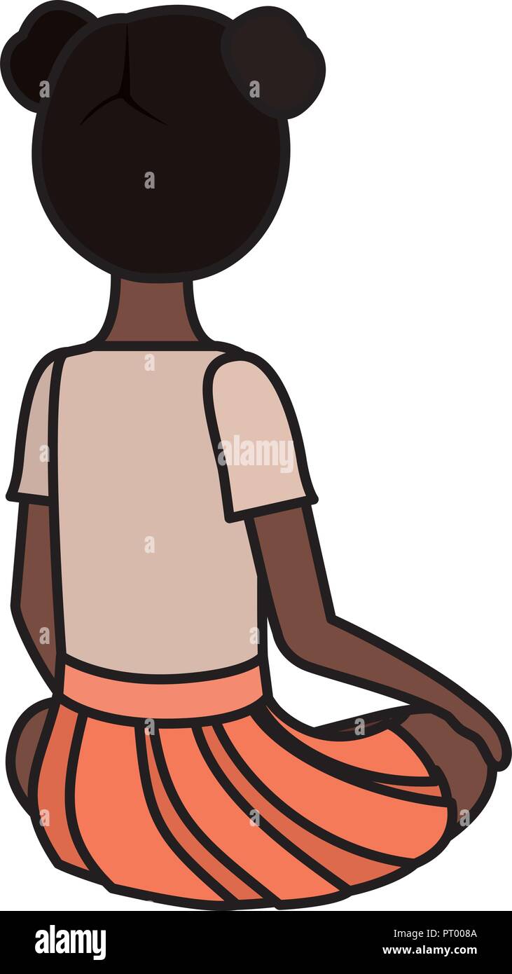 Fille noire adolescent assis sur son caractère de retour Illustration de Vecteur