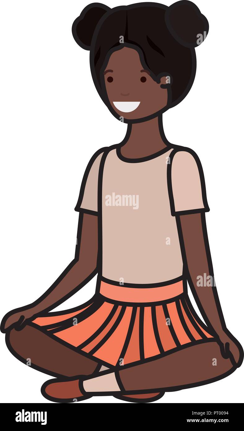 Adolescent black girl sitting caractère avatar Illustration de Vecteur