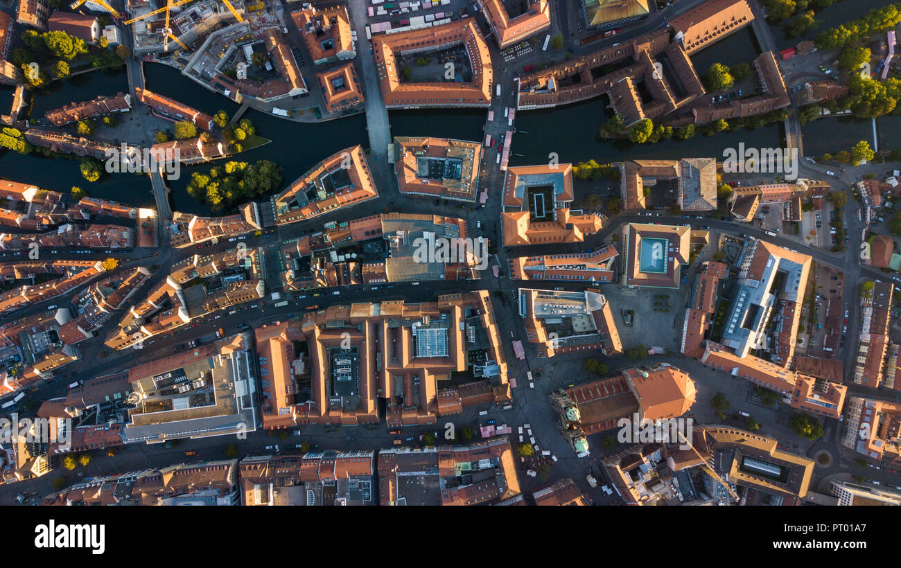 Vue aérienne de l'Altstadt, la vieille ville, Nuremberg, Allemagne Banque D'Images