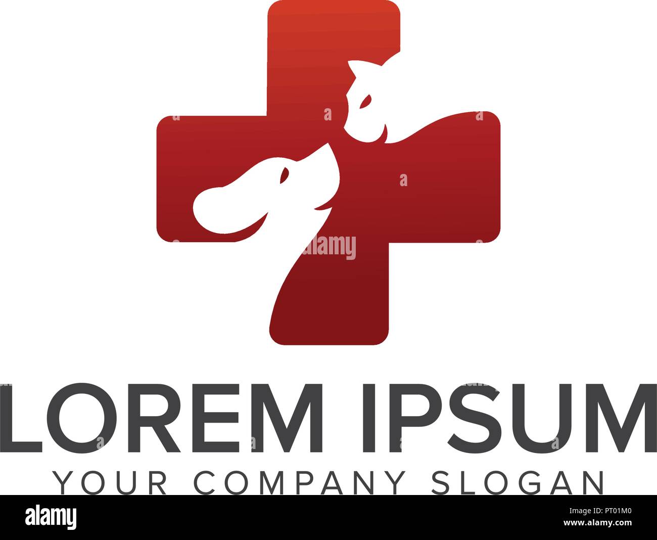 Soins des animaux chien chat. logo design logo modèle concept médical Illustration de Vecteur