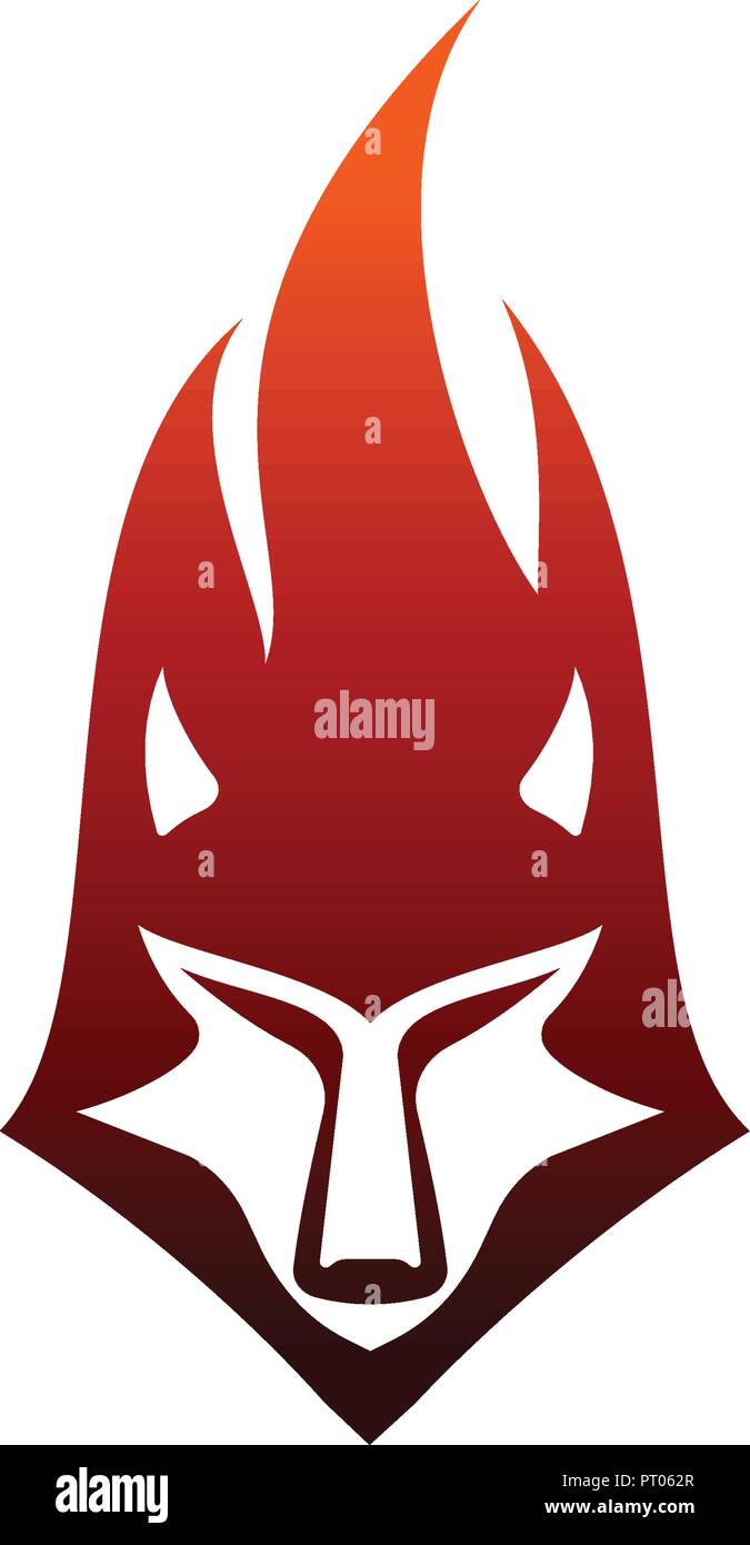 Logo design flamme wolf modèle concept Illustration de Vecteur