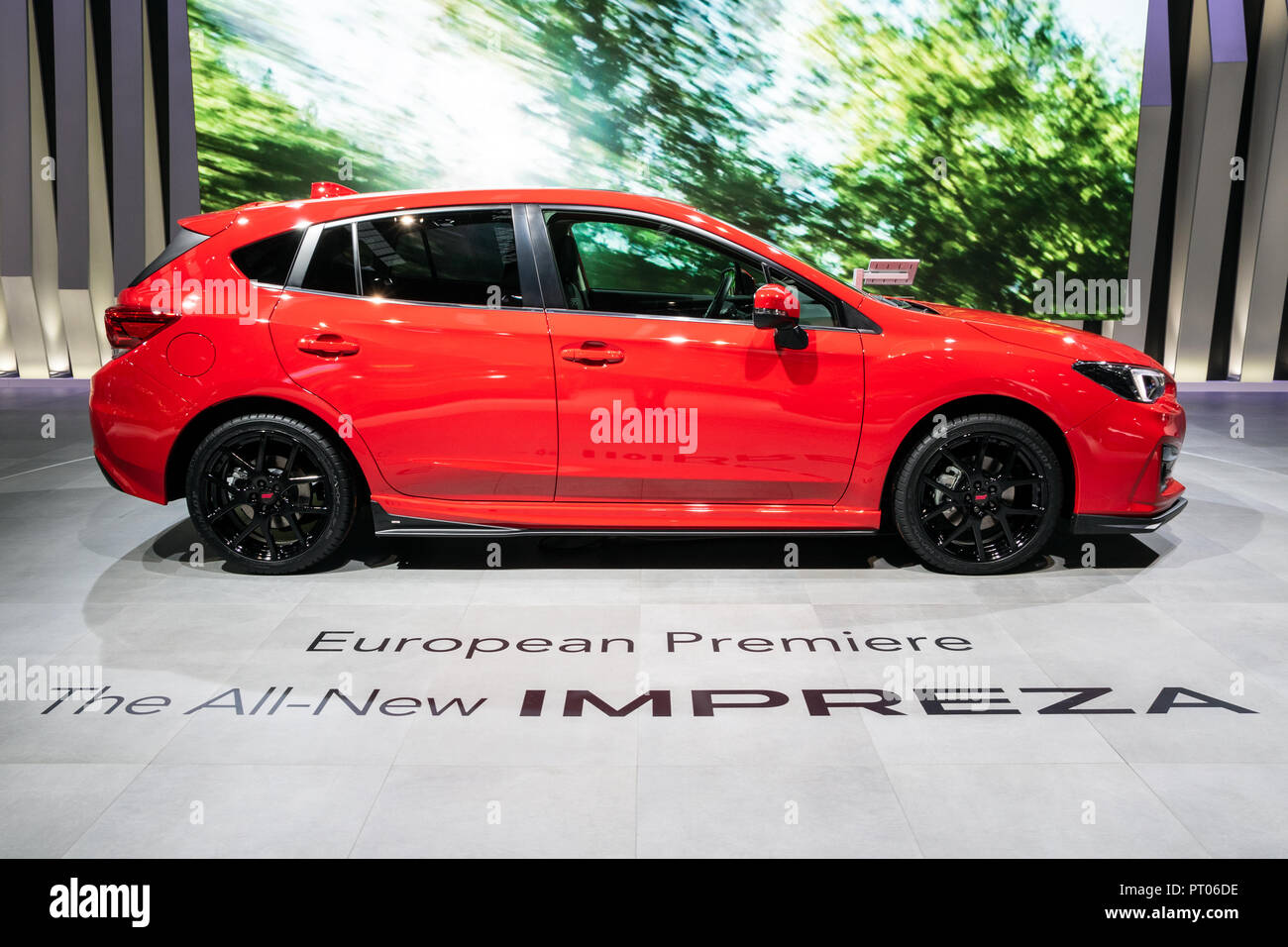 Francfort, Allemagne - Sep 13, 2017 : nouvelle Subaru Impreza 2018 vedette à la voiture auto IAA de Francfort. Banque D'Images