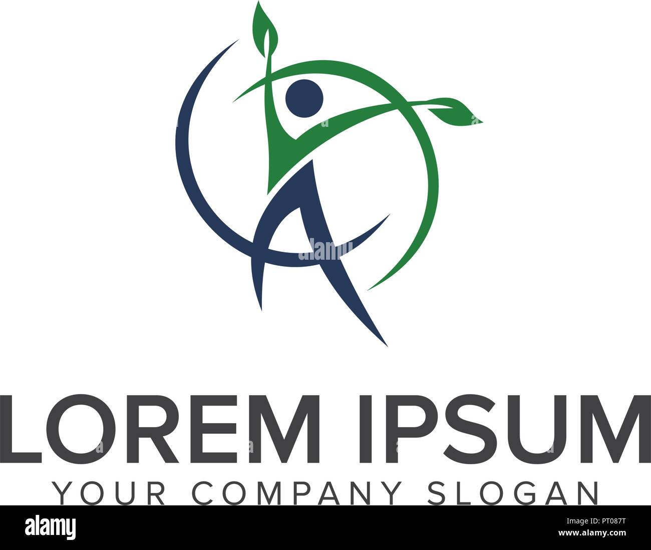 Les gens sains. logo design logo feuille modèle concept Illustration de Vecteur