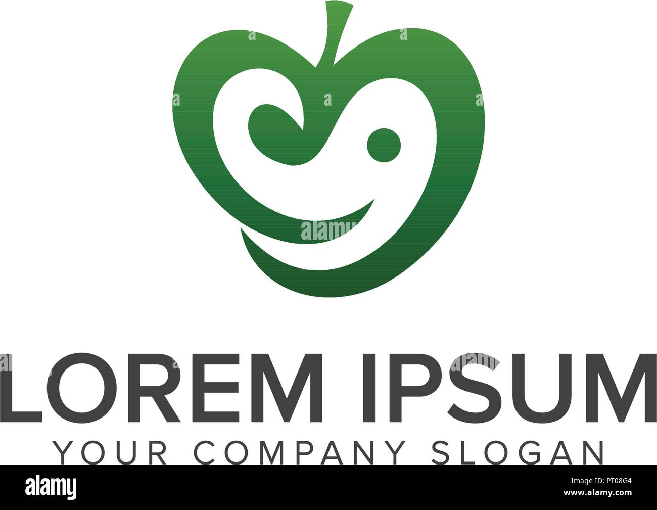 Green Apple logo. sourire logo design modèle concept Illustration de Vecteur
