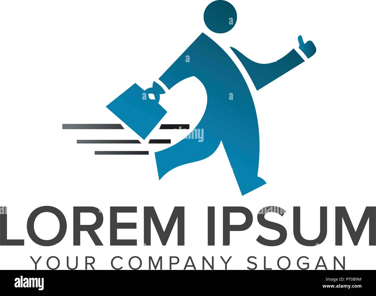 Business man walking logo design modèle concept Illustration de Vecteur