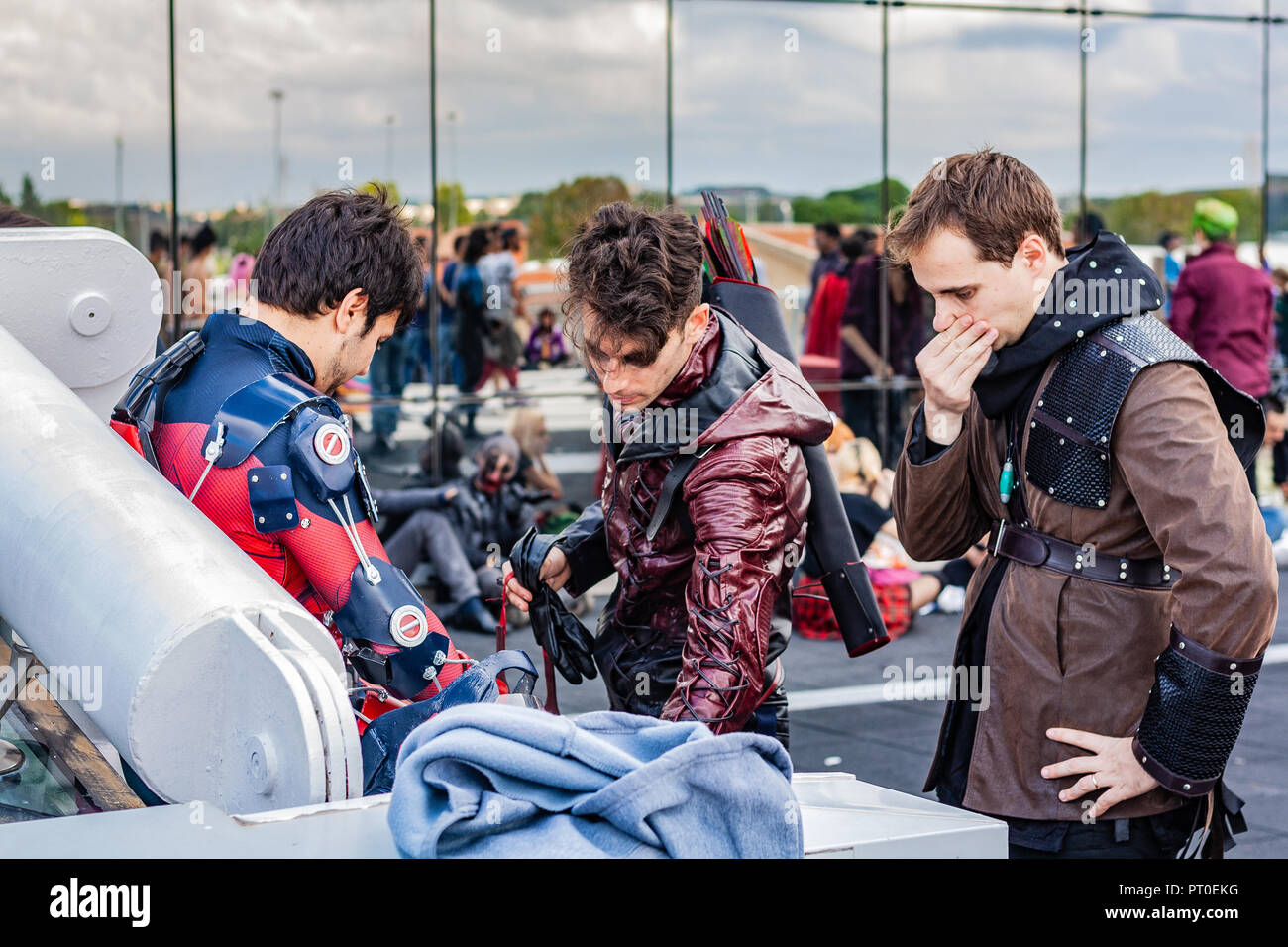 Rome, Italie, le 5 octobre 2018. Rassemblement annuel de la meilleure bande dessinée et de jeux vidéo festival du sommet. Cosplayeurs, anime, e-gamers, et thèmes d'halloween. Banque D'Images