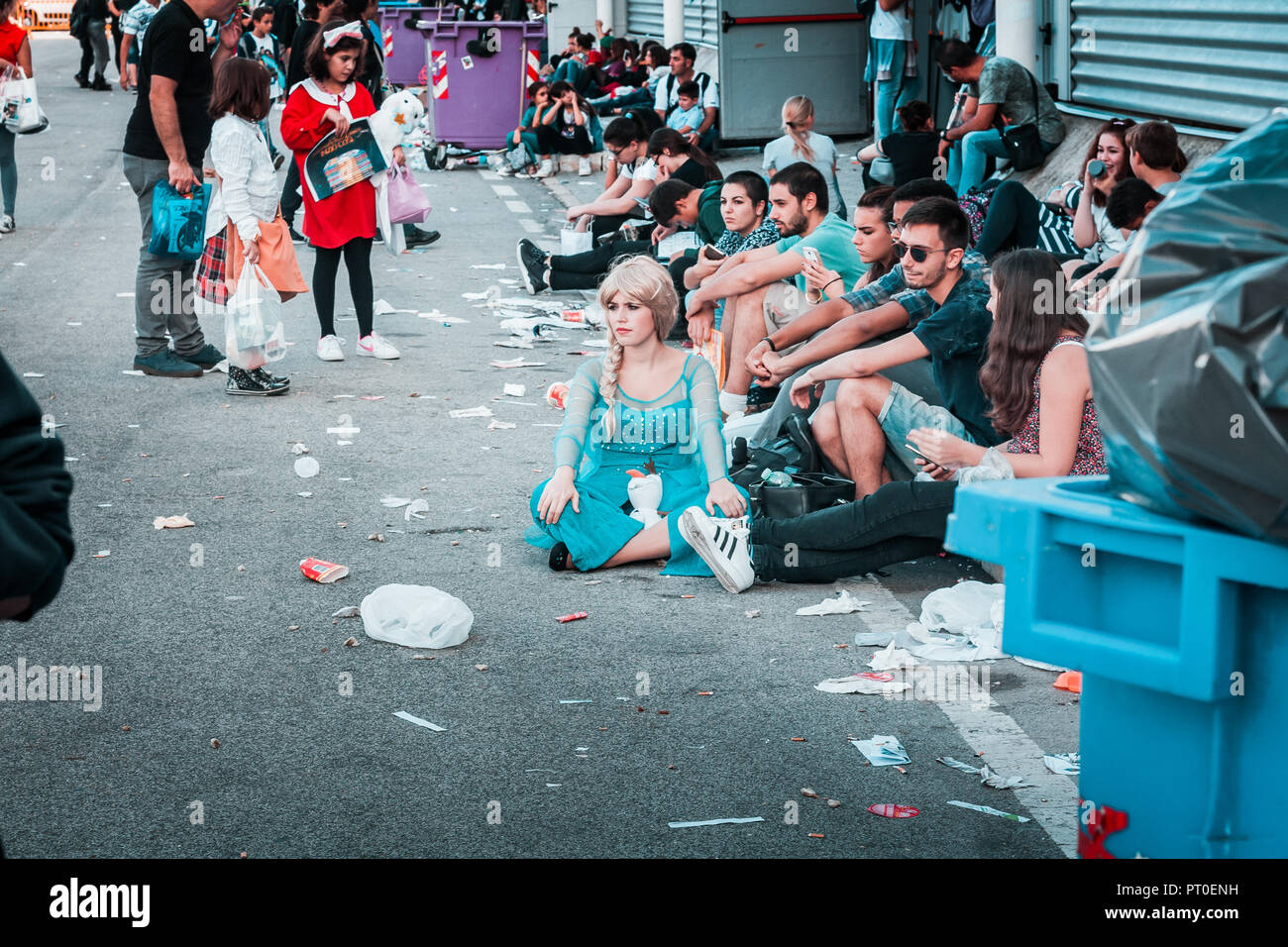 Rome, Italie, le 5 octobre 2018. Rassemblement annuel de la meilleure bande dessinée et de jeux vidéo festival du sommet. Cosplayeurs, anime, e-gamers, et thèmes d'halloween. Banque D'Images