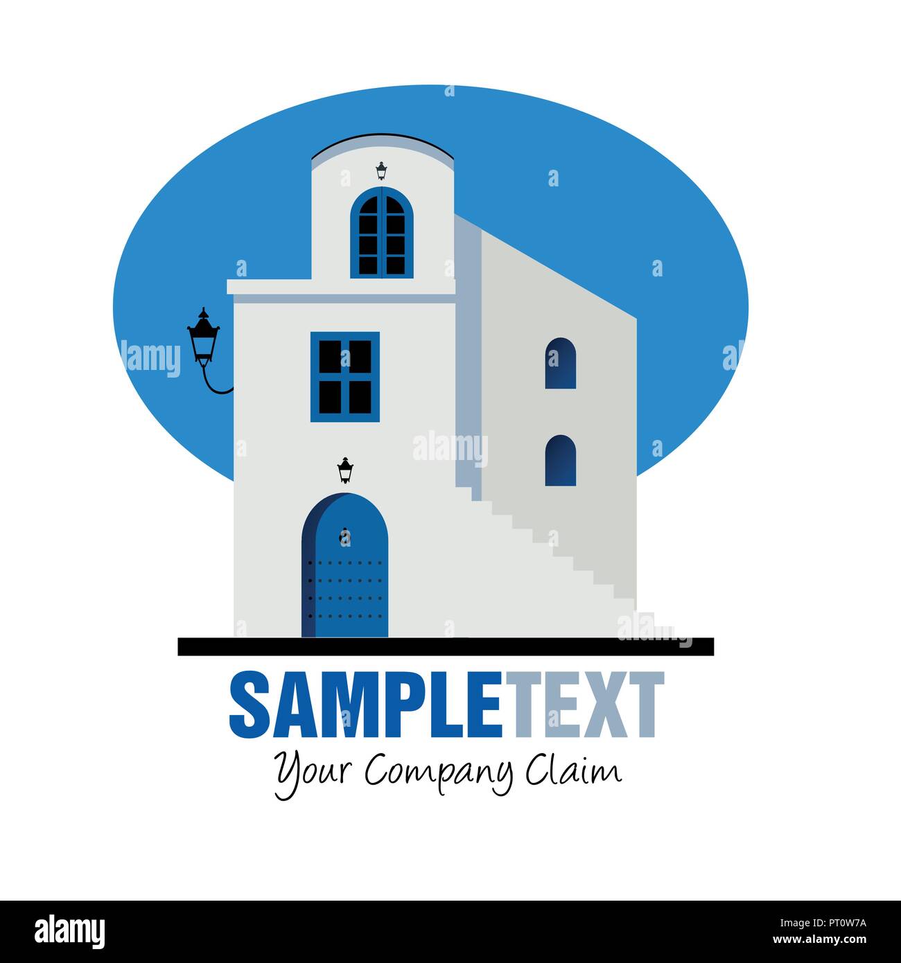 Maison de style méditerranéen, isolé sur fond blanc. Marque idéal pour l'immobilier Illustration de Vecteur