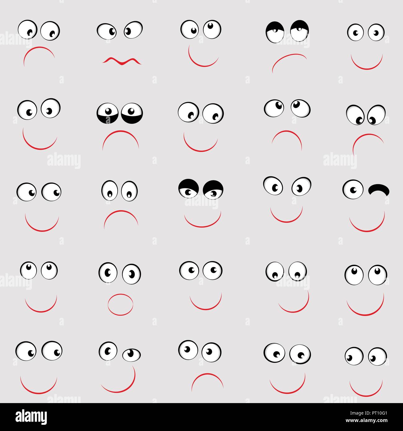 Ensemble d'émoticônes mignon avec différentes émotions Illustration de Vecteur