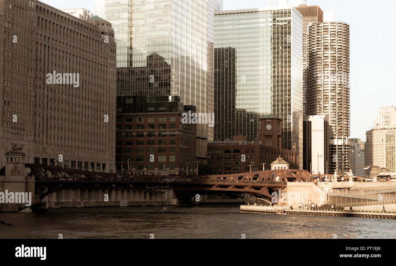 Croisière sur la rivière Chicago Banque D'Images