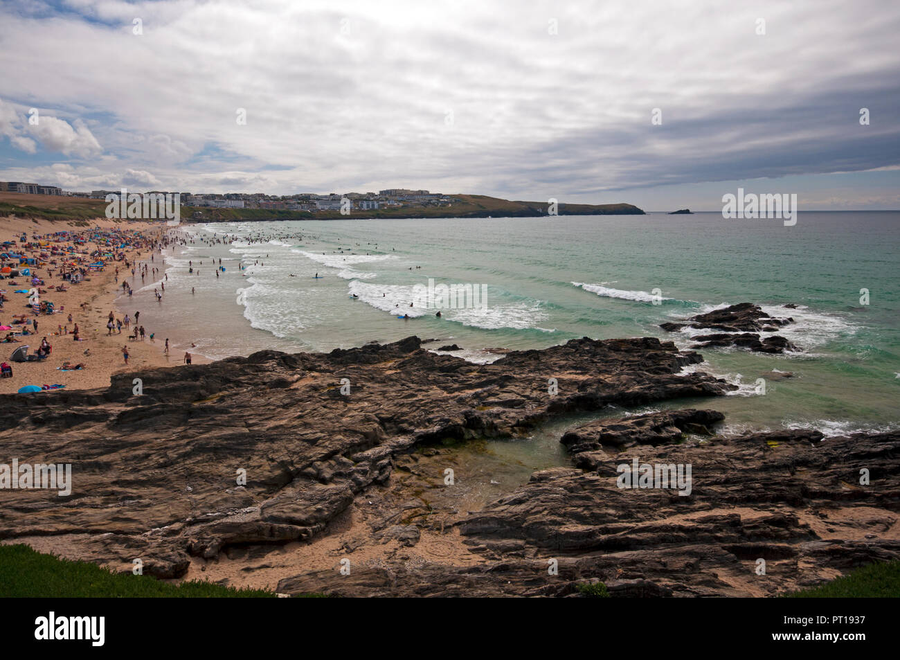 La plage de Fistral à Newquay, Cornwall, UK Banque D'Images