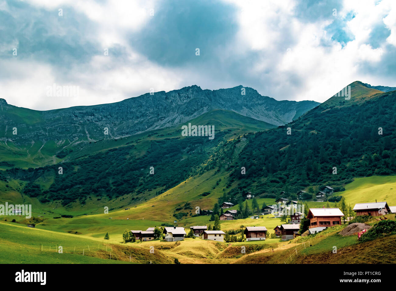 Une vue de la zone autour de l'unique station de ski de Malbun au Liechtenstein Banque D'Images