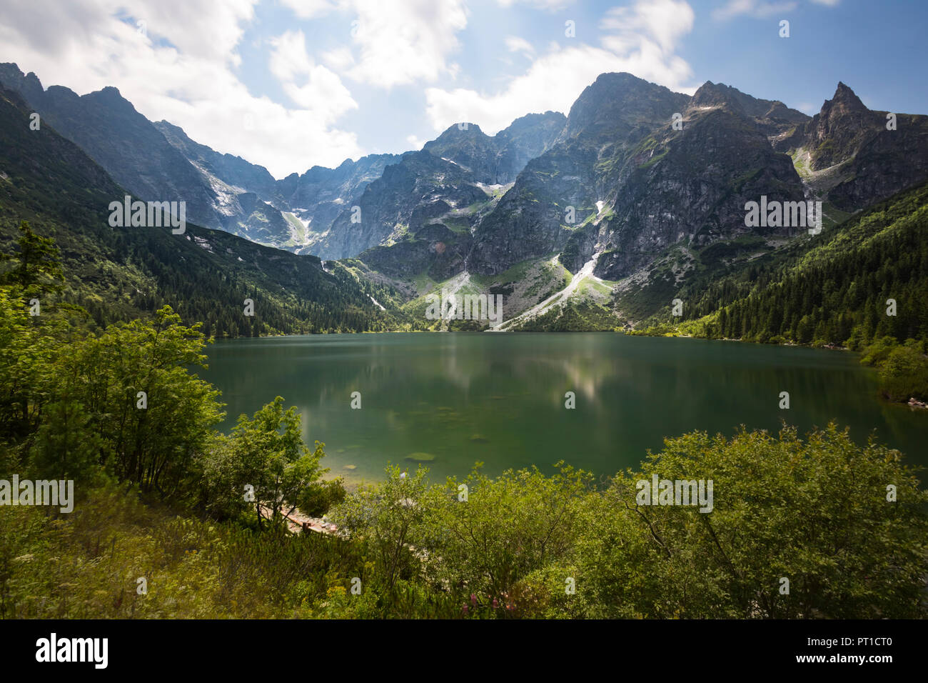 La Pologne, Hautes Tatras, Tatra, Parc National des Tatras, Morskie Oko et Rysy Banque D'Images