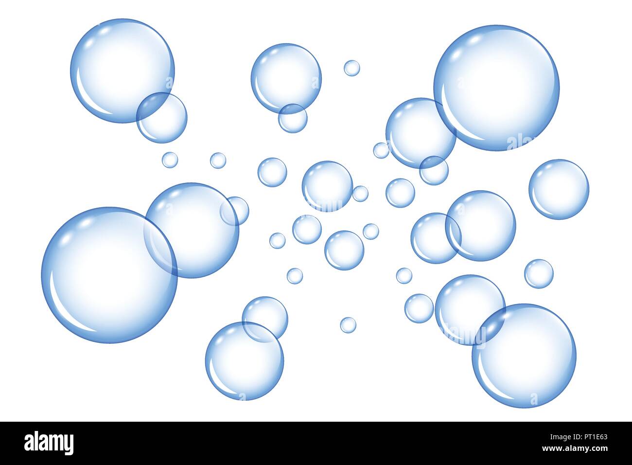 Bulles de savon bleu sur fond blanc vector illustration EPS10 Illustration de Vecteur