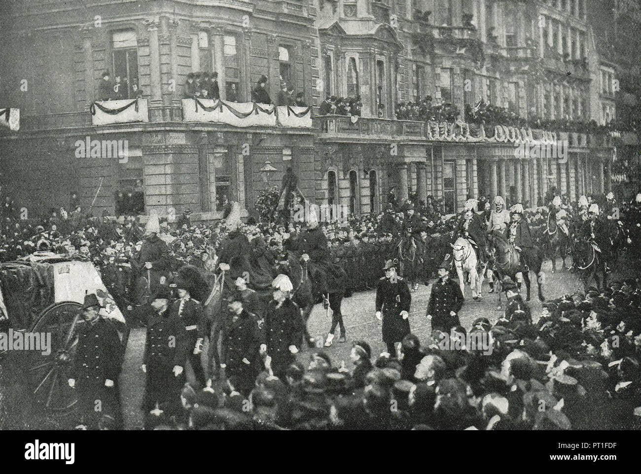 Funérailles de la reine Victoria, le 2 février 1901. La procession à travers Londres Banque D'Images