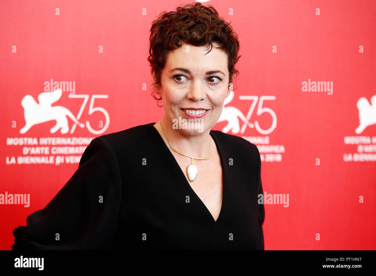 Venise, Italie - 30 août : Olivia Colman assiste à la 'Favorite' photo-call durant le 75e Festival du Film de Venise le 30 août 2018 à Venise, Italie. Banque D'Images