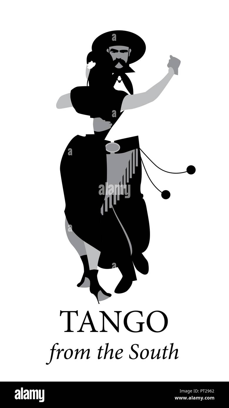 Couple typique de l'Amérique du Sud danser le tango. Vector Illustration Illustration de Vecteur