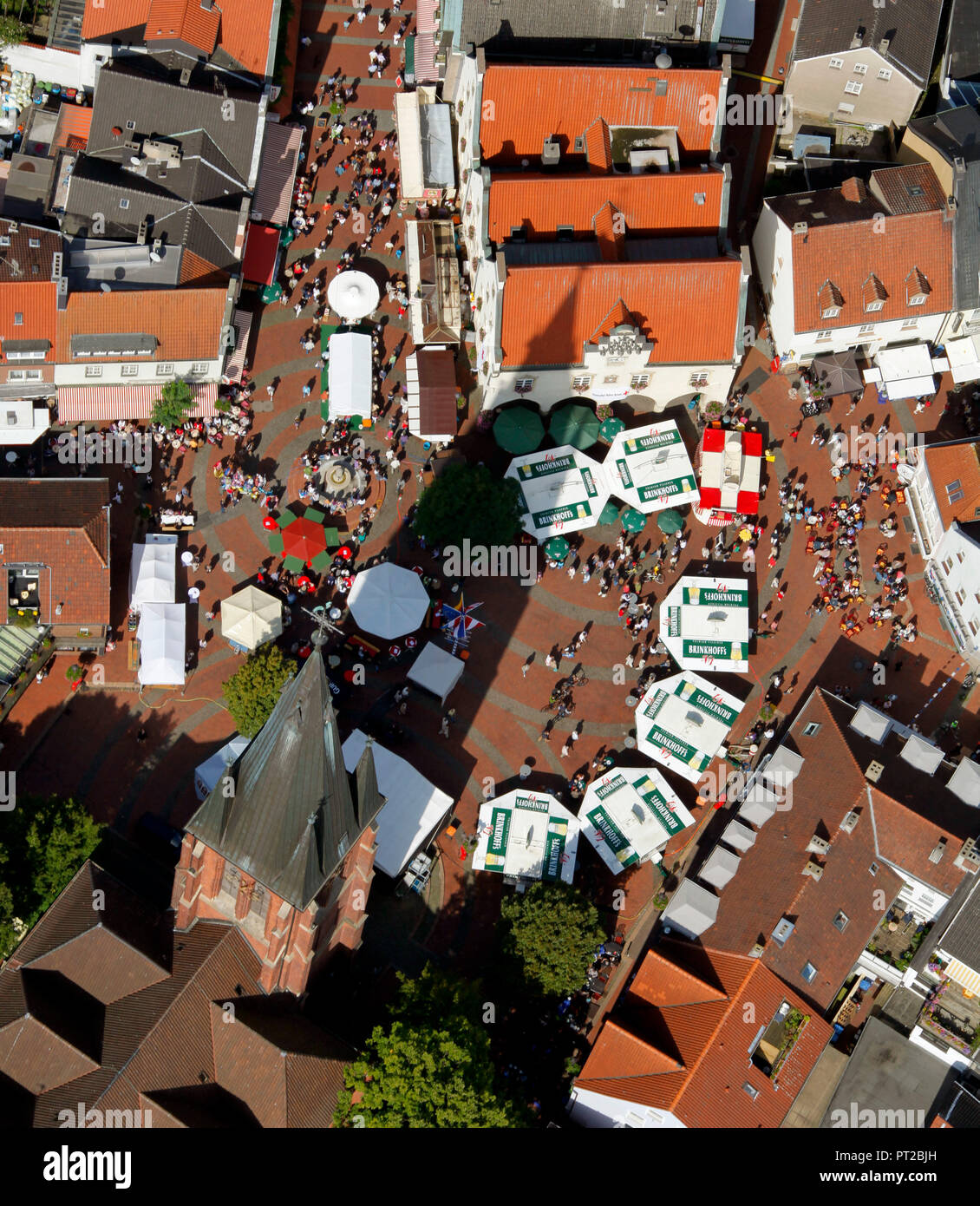 Vue aérienne, Haltern am See, fête locale Haltern dans l'ombre de St.Sixte, l'hôtel de ville historique, la Place du Marché-du-Nord - Westphalie, Allemagne, Europe, Banque D'Images
