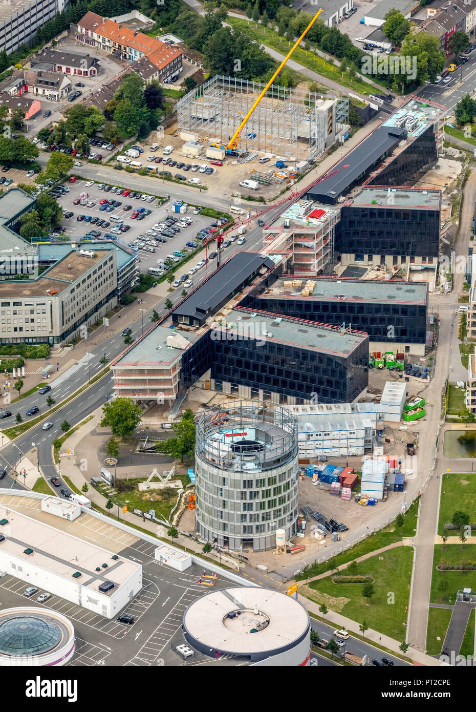 Funke Medien-Campus Segerothstraße nouveau bâtiment au Berliner Platz, la Westdeutsche Allgemeine Zeitung, Media group, nouveau siège social, Grüne Mitte Essen, Essen, Ruhr, Rhénanie du Nord-Westphalie, Allemagne Banque D'Images