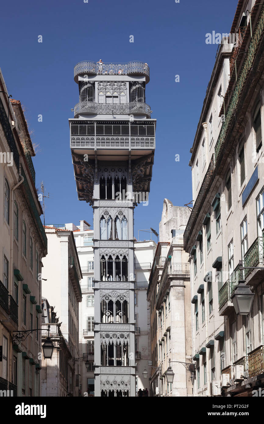 Elevador de Santa Justa, ascenseur de Santa Justa, Baixa, Lisbonne, Portugal Banque D'Images