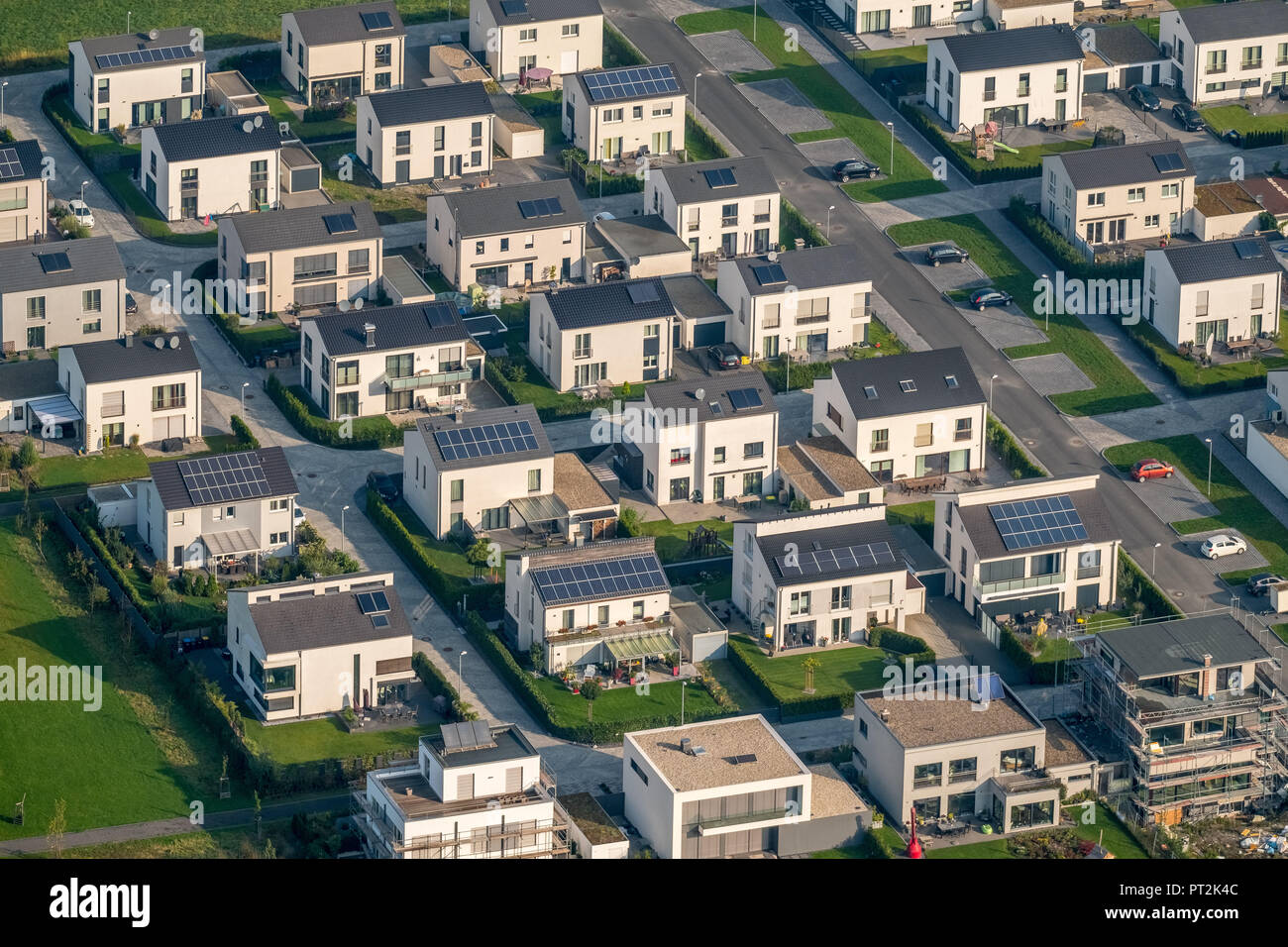 Nouvelle colonie Graf Bismarck, maisons jumelées, propriété résidentielle, Graf Bismarck, Marina Rhein-Herne-Kanal, Gelsenkirchen, Ruhr, Rhénanie du Nord-Westphalie, Allemagne Banque D'Images