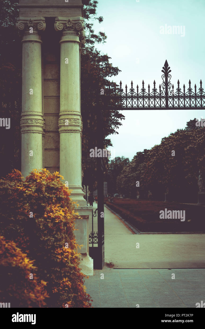 Entrée au Parc de la ville, Madrid, Espagne, Europe, Banque D'Images