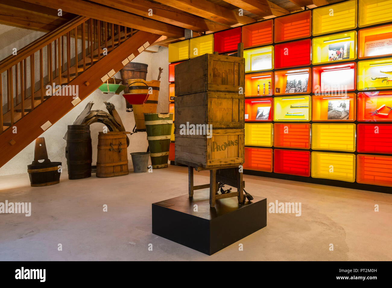 La Suisse, canton du Valais, vallée du Rhône, district de Loèche, Salgesch, musée du vin, vigne, vin, Zumofenhaus Banque D'Images