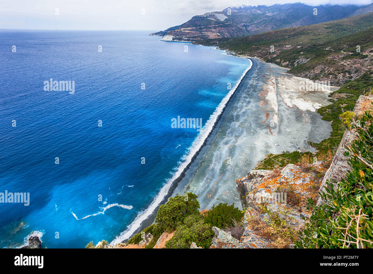 Vue De La Plage De Nonza Dans Le Cap Corse Banque Dimages