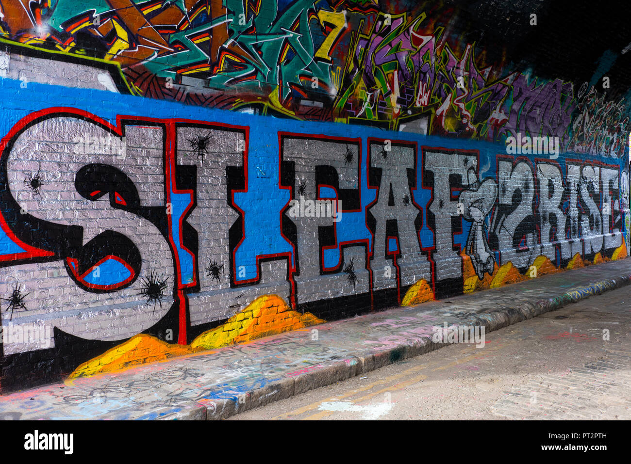 Graffiti dans Shoreditch, East London UK Banque D'Images