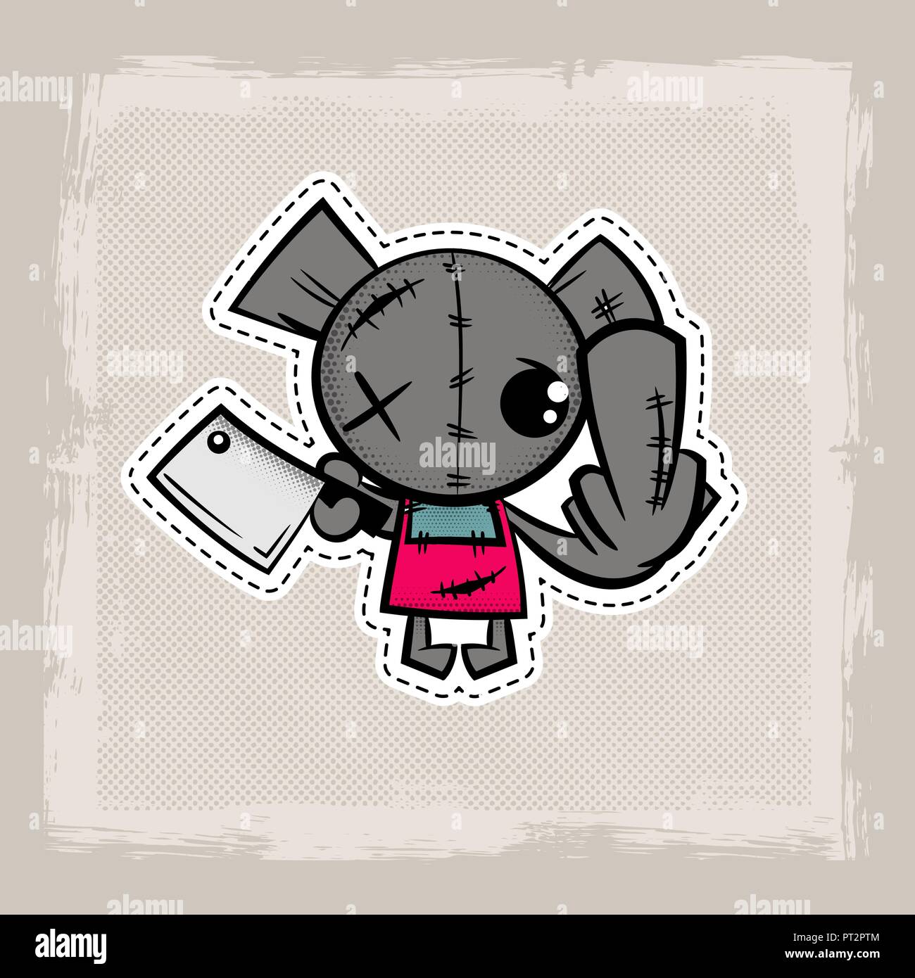 Stitch Halloween zombie voodoo doll ours Illustration de Vecteur