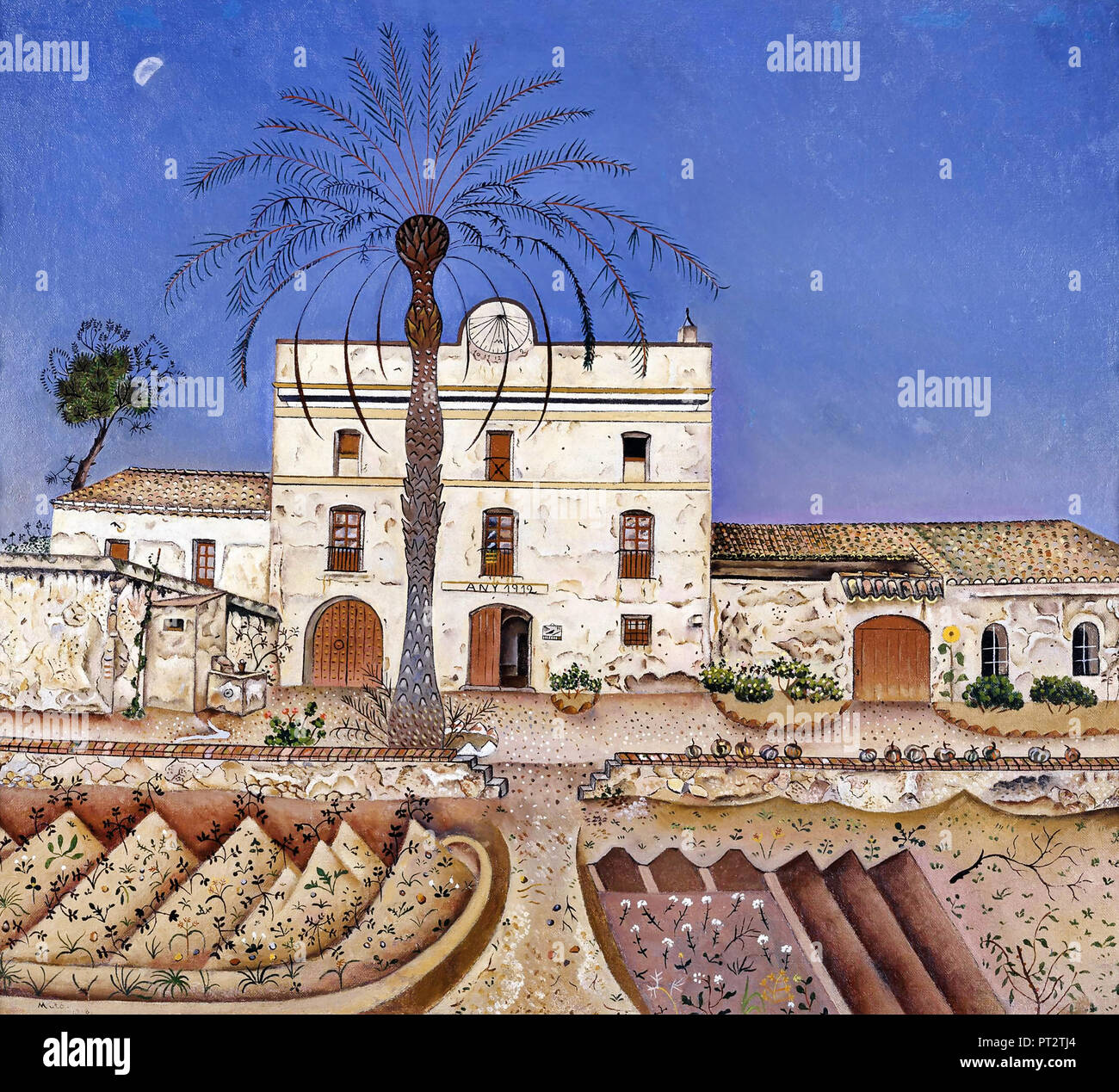 Joan Miro i Ferra, chambre avec Palm Tree 1918 Huile sur toile, Museo Nacional Centro de Arte Reina Sofía, Madrid, Espagne. Banque D'Images