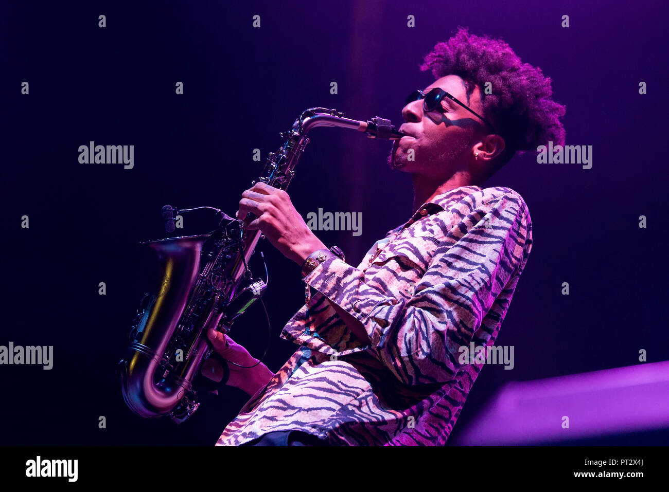 Barcelone - SEP 22 : Masego (band) produisent en concert au Festival Bam le 22 septembre 2018 à Barcelone, Espagne. Banque D'Images